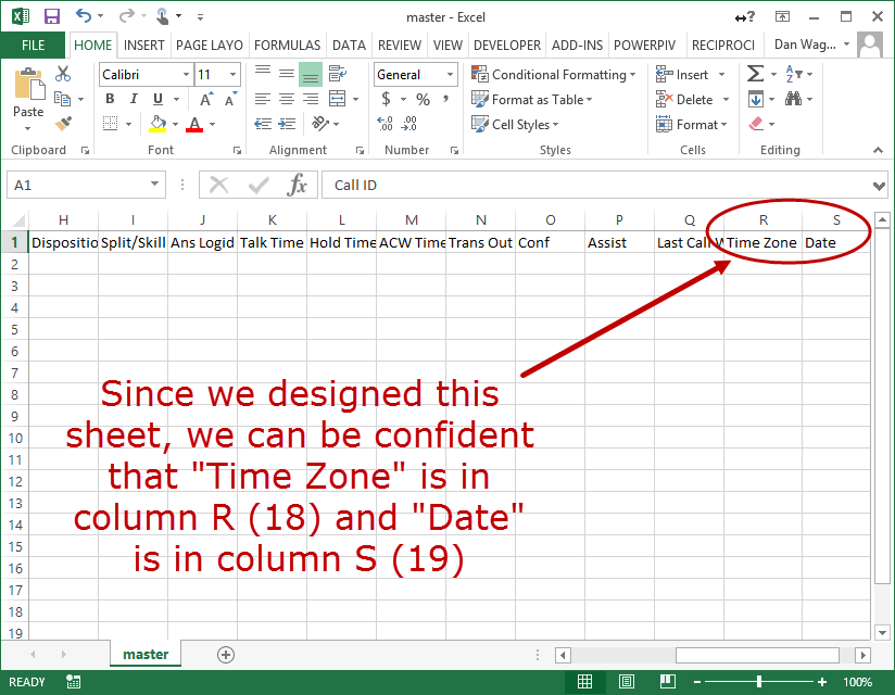 Master Sheet Column Assignment