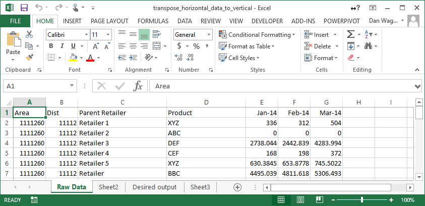 chart excel horizontal format Data to Vertical Data Easy How Horizontal Transpose for to